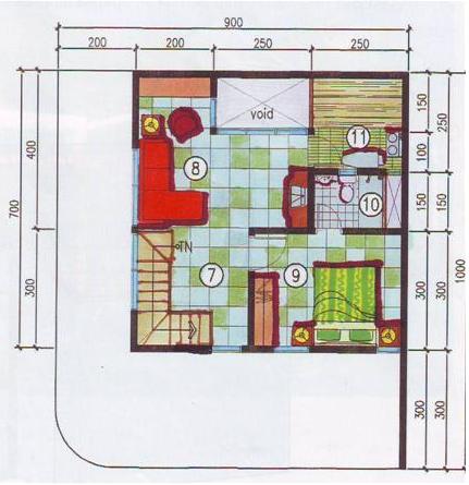 Dena Rumah Sederhana on Denah Lantai 2 7 Void 8 Ruang Keluarga 9 Ruang Tidur 10 Kamar Mandi